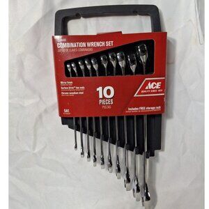 Ace SAE Combination Wrench 10pc Set, Surface Drive Box Ends, Steel
